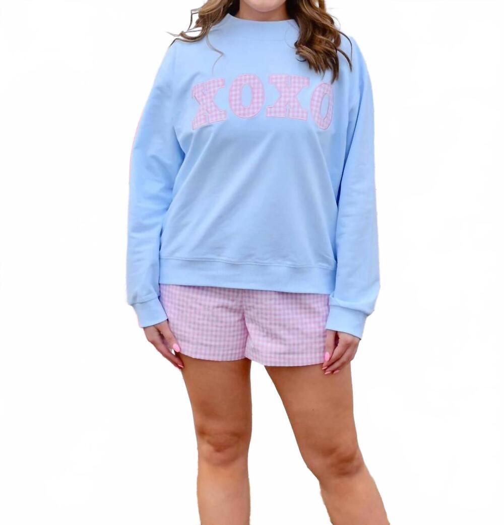 NEW DAY + MOON xo mock neck sweatshirt in blue
